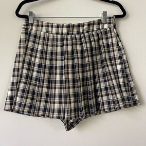 Lovely Day Women's Plaid High Waisted Black & Cream Skort Size L